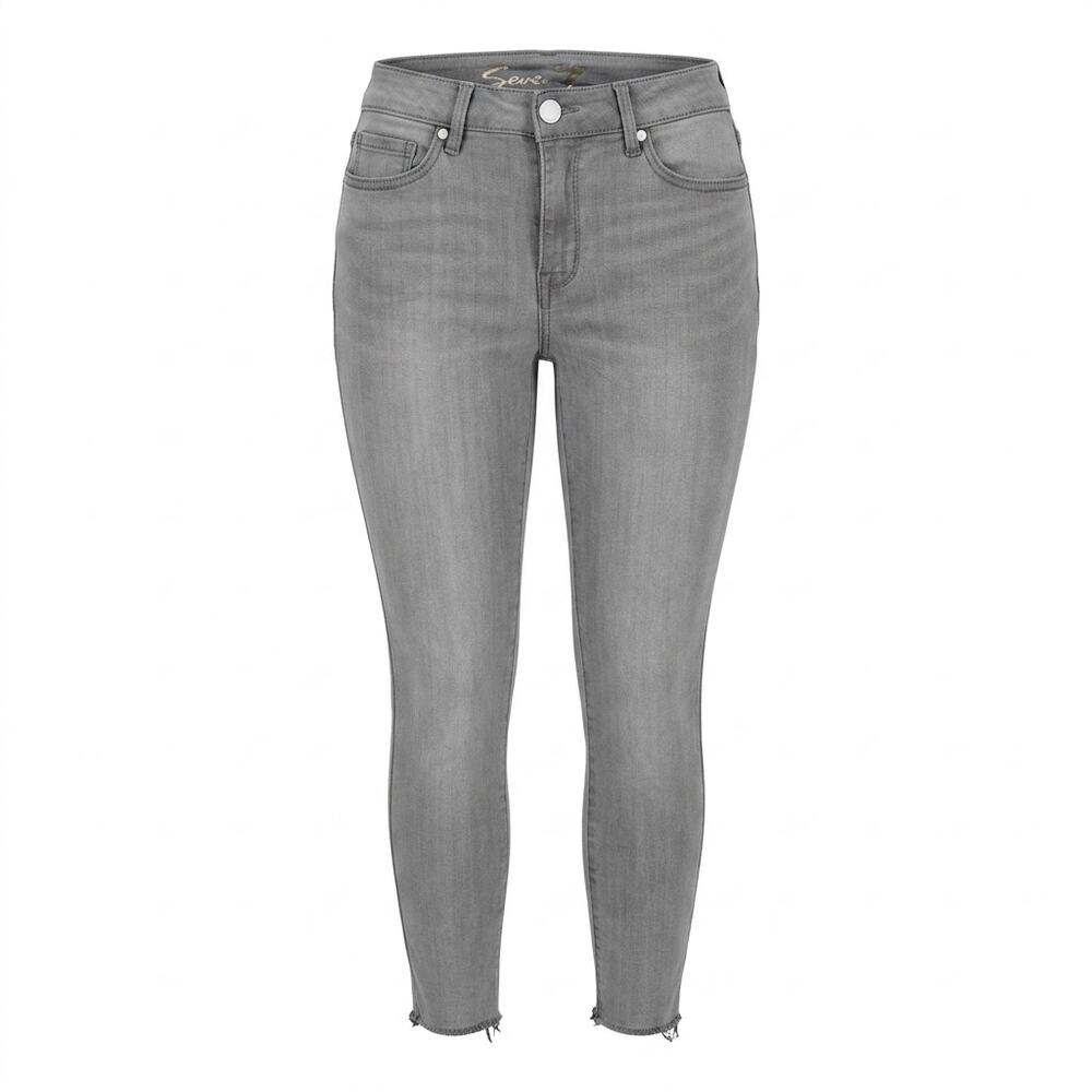 Seven7 Booty Shaper Gray High Rise Legging Jeans Raw Hem Women Size 6